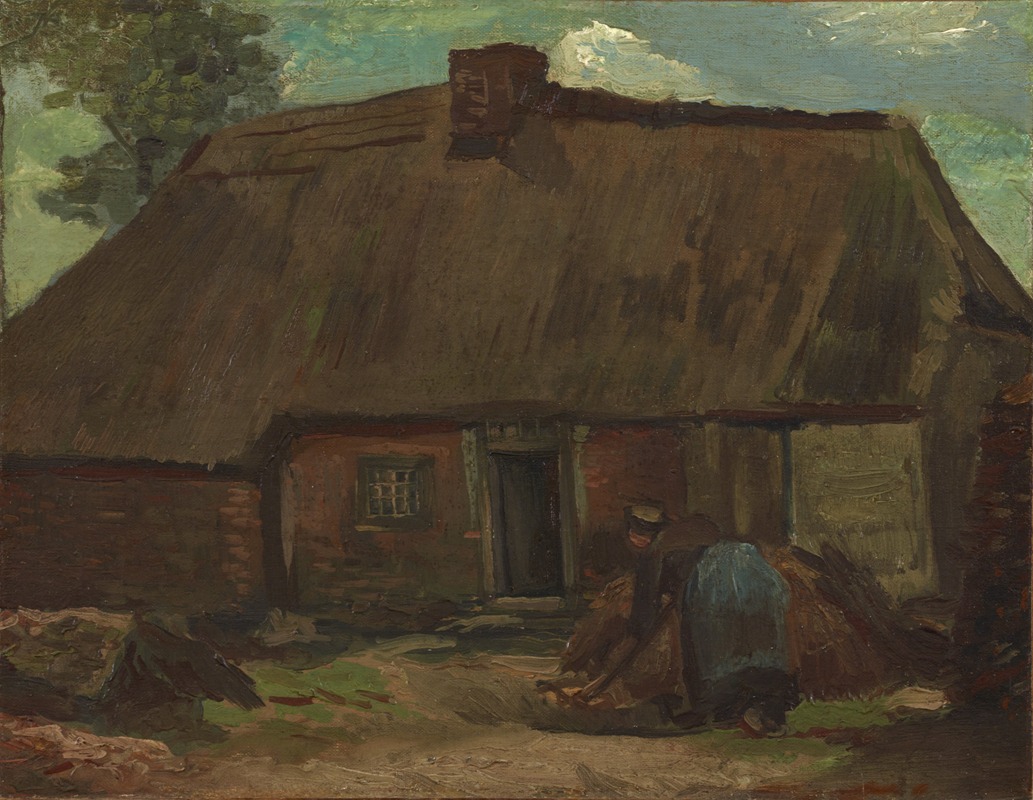 Vincent van Gogh - Cottage with Peasant Woman Digging