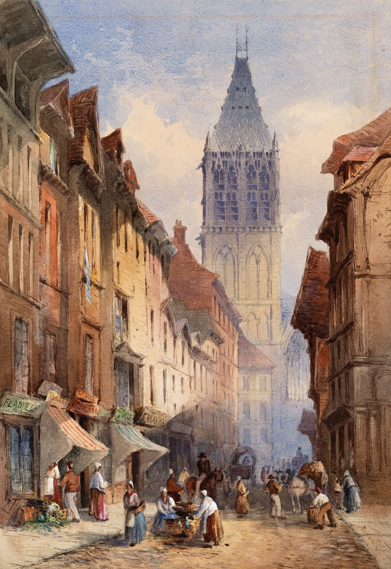 William Bingham McGuinness - The Tower of St Romain Church, Rouen, from Rue Horlogue