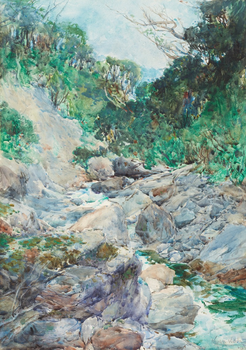 Alfred Walsh - An alpine stream, Otira
