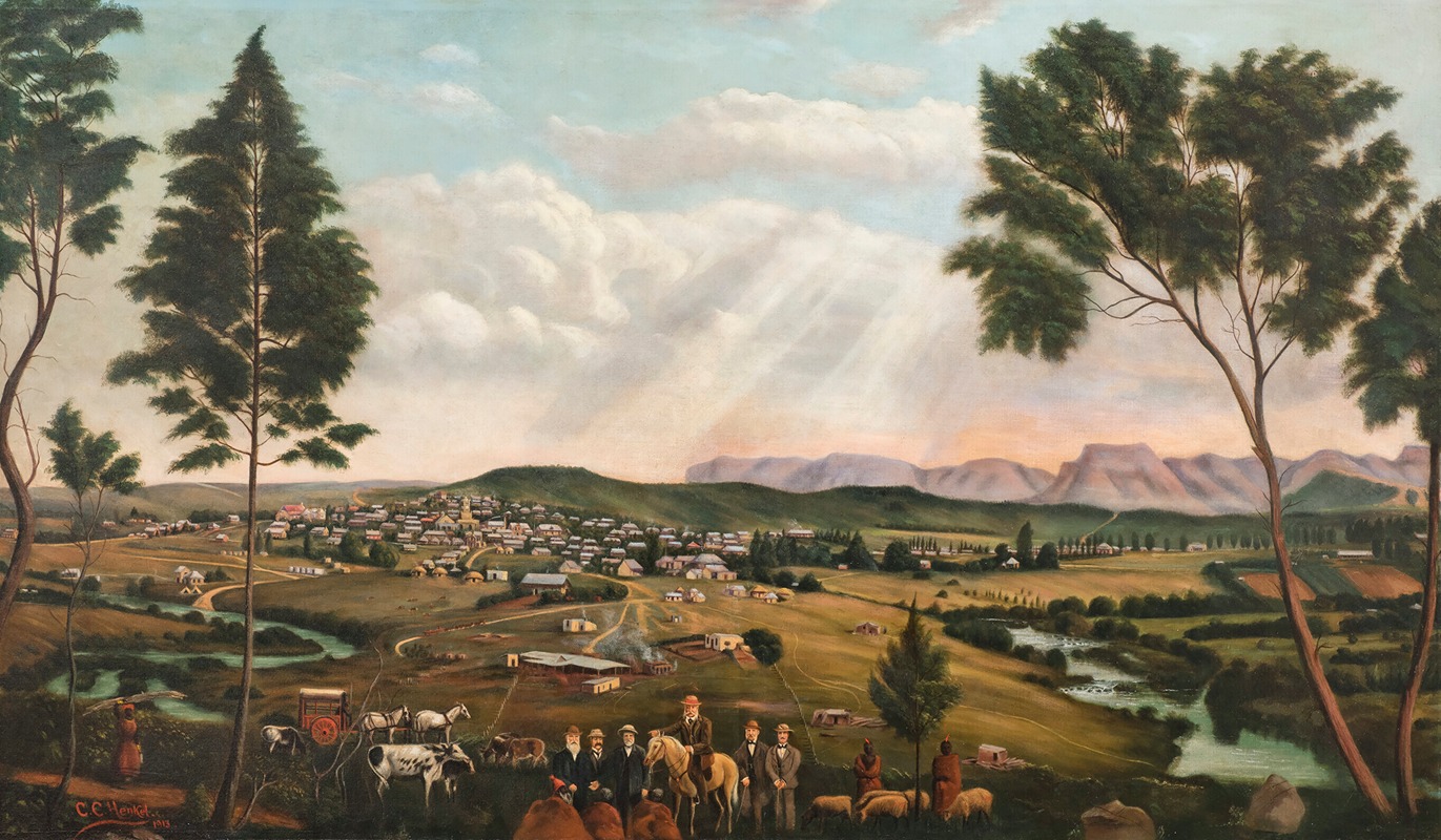 Caesar Carl Hans Henkel - Panoramic view of Umtata and the Drakensberg Mountains, Eastern Province