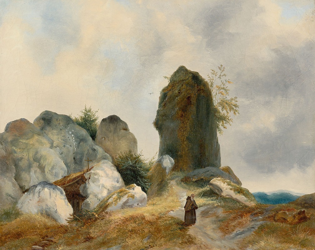 Carl Blechen - A Rocky Landscape with a Hermit