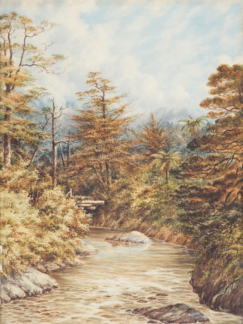 Charles Decimus Barraud - New Zealand river scene