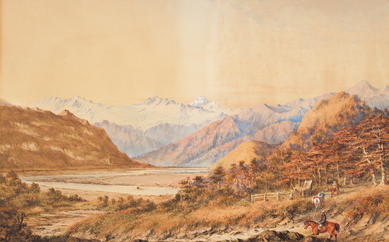 Charles Decimus Barraud - View of Mt. Aspiring, Province of Otago, looking north up the Valley of Matekitiki River from Dr Hector’s camp of 1863