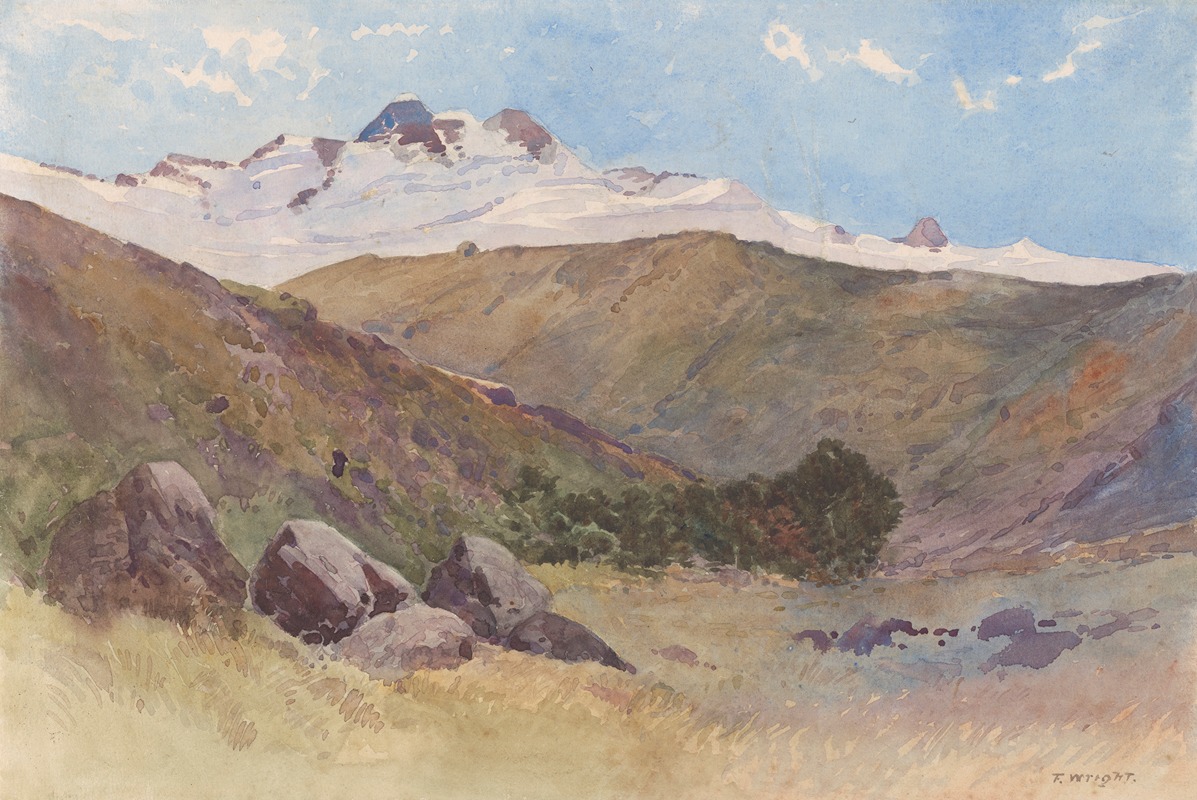 Frank Wright - Landscape with mountain and gully