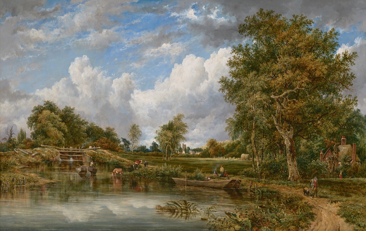 Frederick Waters Watts - Dedham Lock on the River Stour