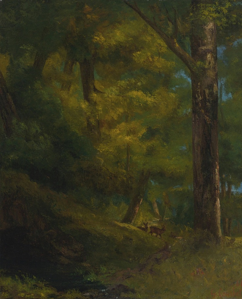 Gustave Courbet - Deux chevreuils dans la forêt