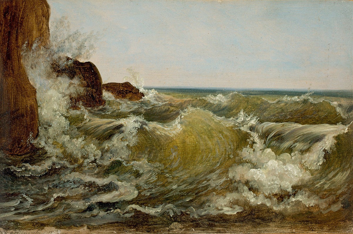 Heinrich Reinhold - Breaking waves on the coast near Sorrento