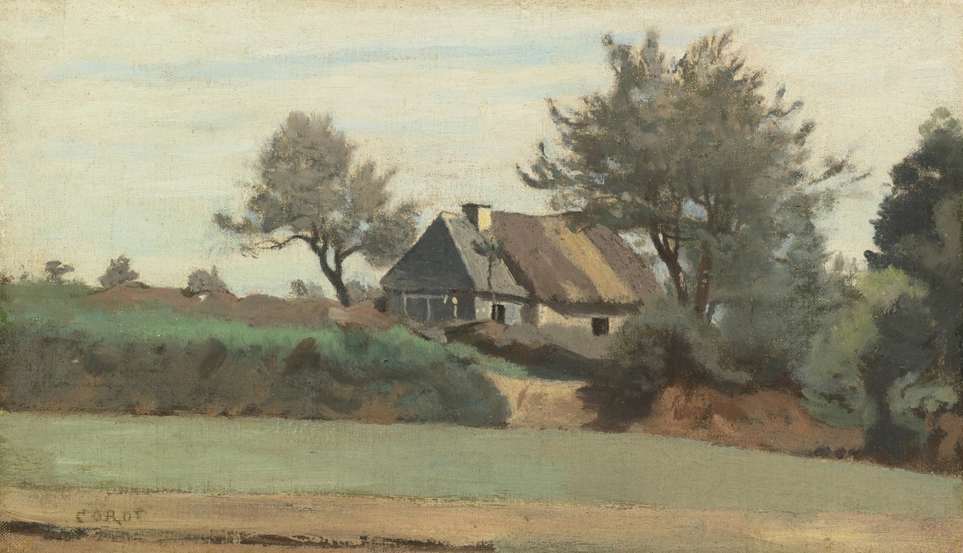 Jean-Baptiste-Camille Corot - Achicourt, près Arras — chaumières dans les arbres