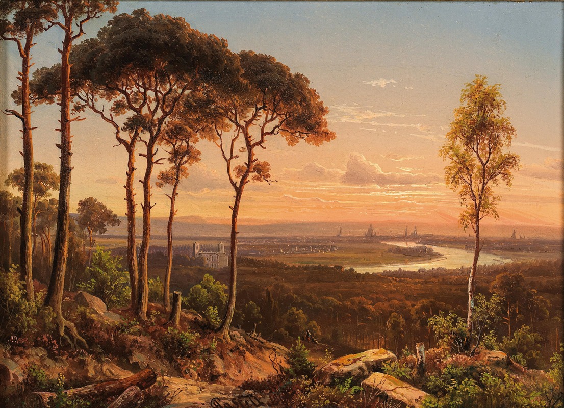 Johann Anton Castell - A View of Dresden at Sunset