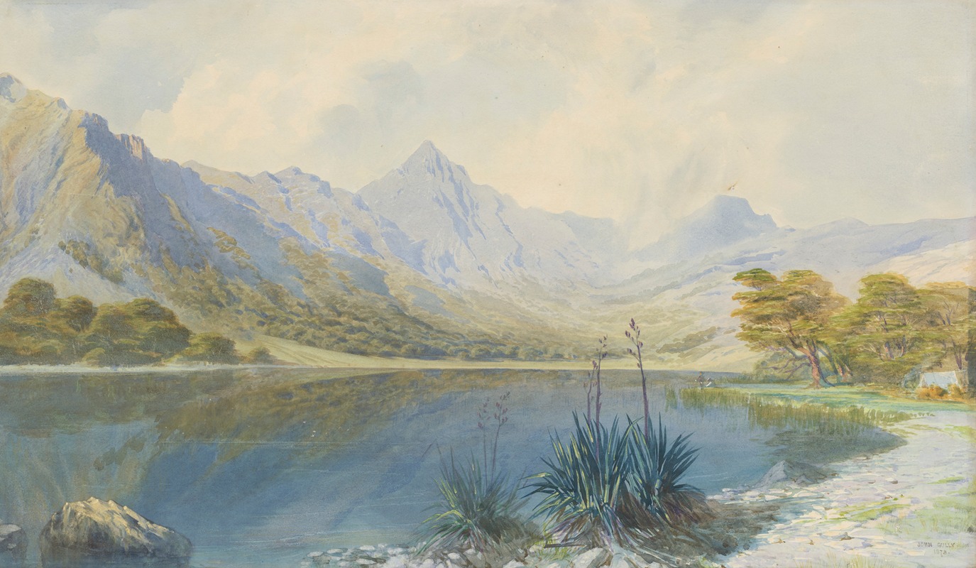 John Gully - Lake scene (Lake Te Wharau)