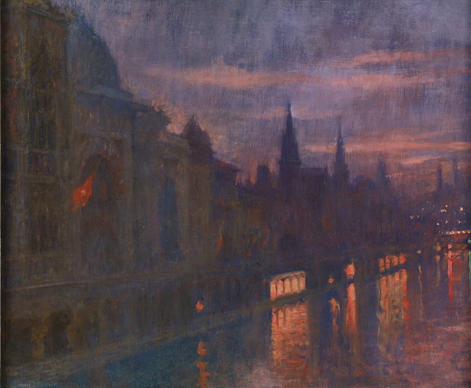 Lucien Lévy-Dhurmer - View from Pont des Invalides Towards Pont de l’Alma, Exposition Universelle, Paris 1900