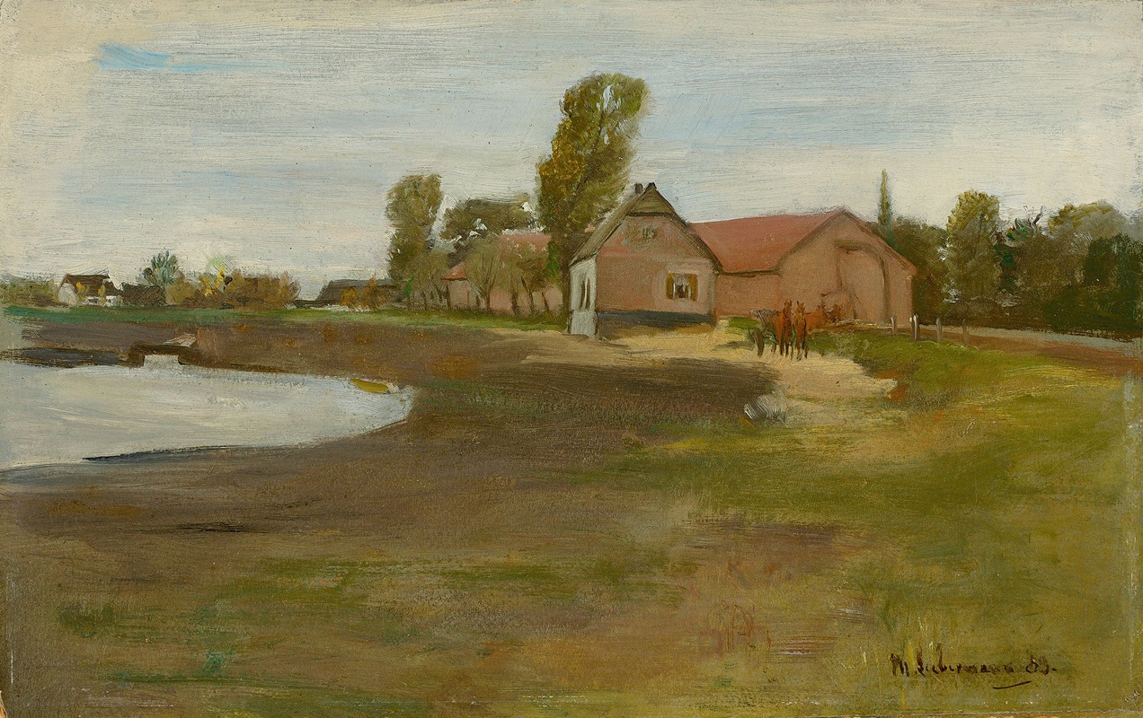 Max Liebermann - Dorfstraße in Militsch – Landschaft mit Teich