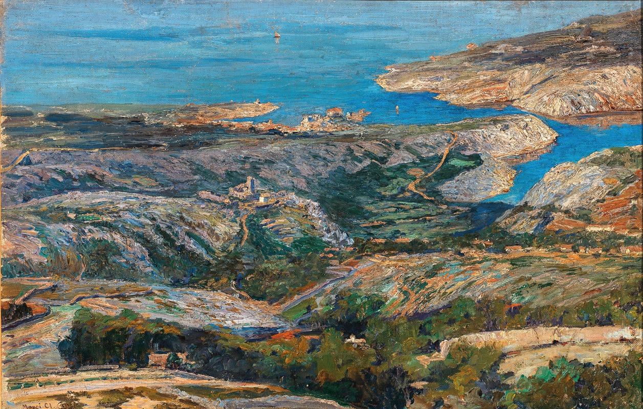 Menci Clement Crnčić - A View of Plase on the Adriatic Coast