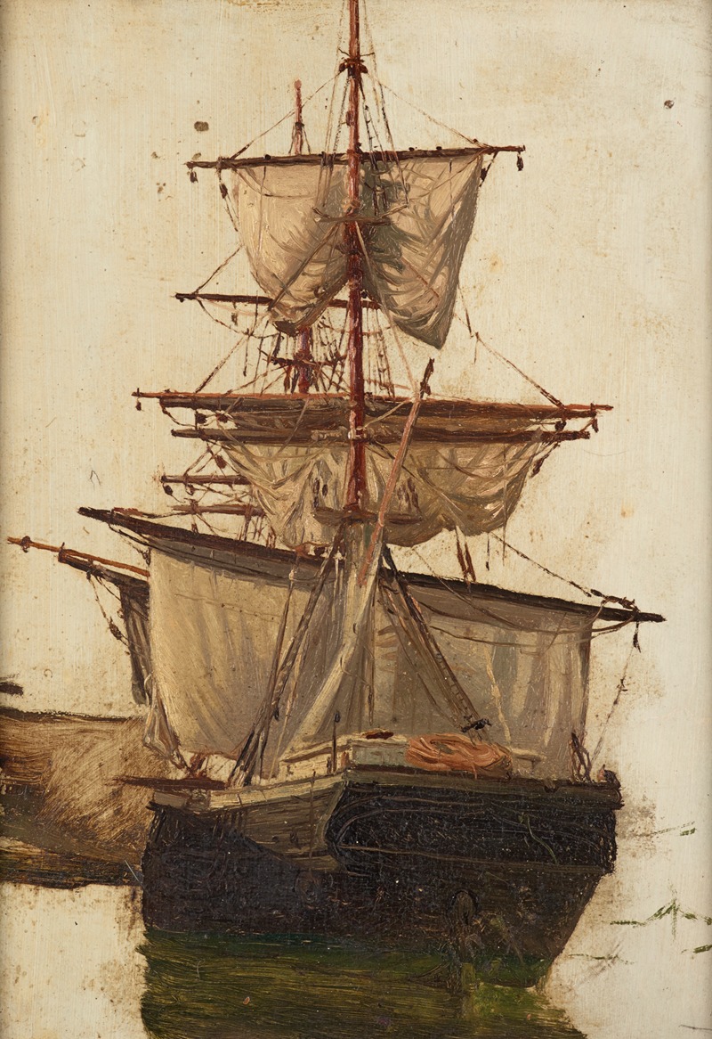 Petrus van der Velden - Sketch of a sailing ship no. 1