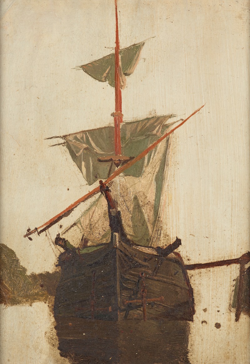Petrus van der Velden - Sketch of a sailing ship no. 2