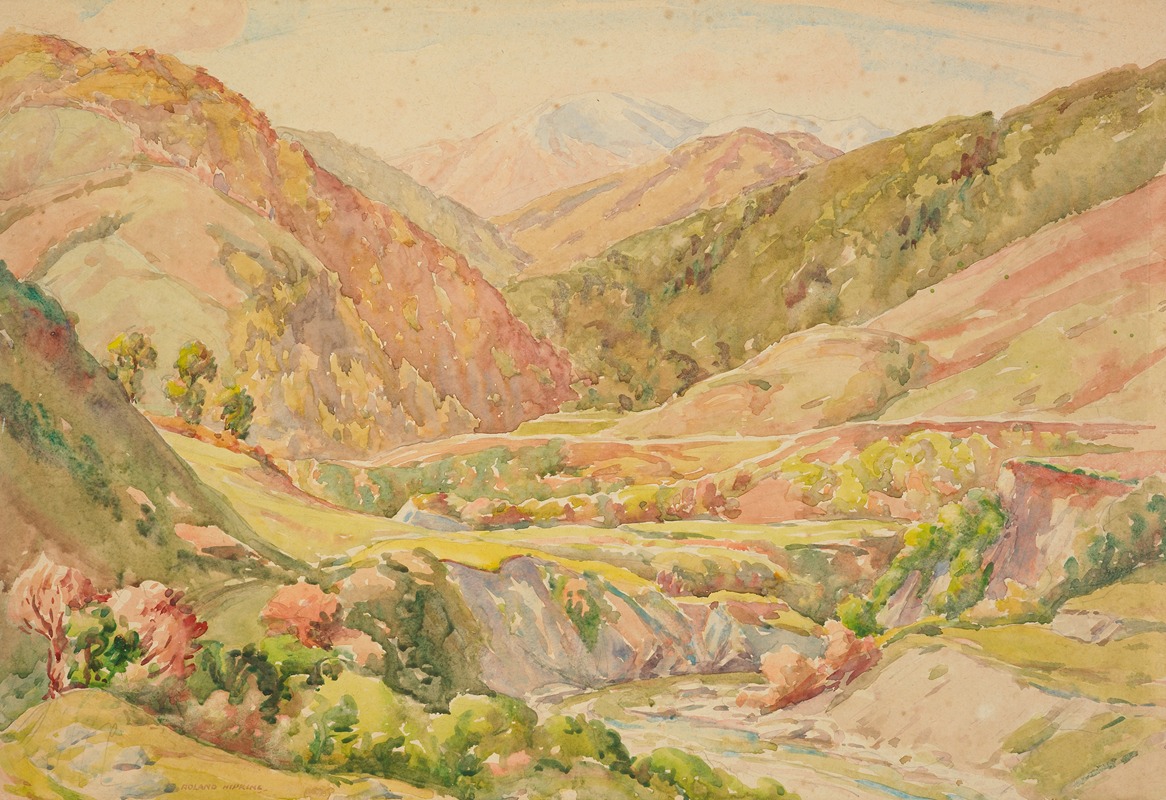 Roland Hipkins - Untitled (landscape with mountains)