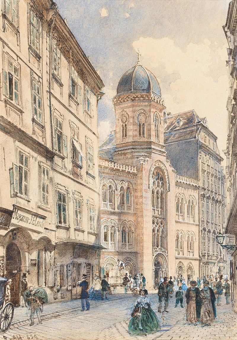 Rudolf von Alt - The Fleischmarkt in Vienna with the Greek-Orthodox Church of the Holy Trinity