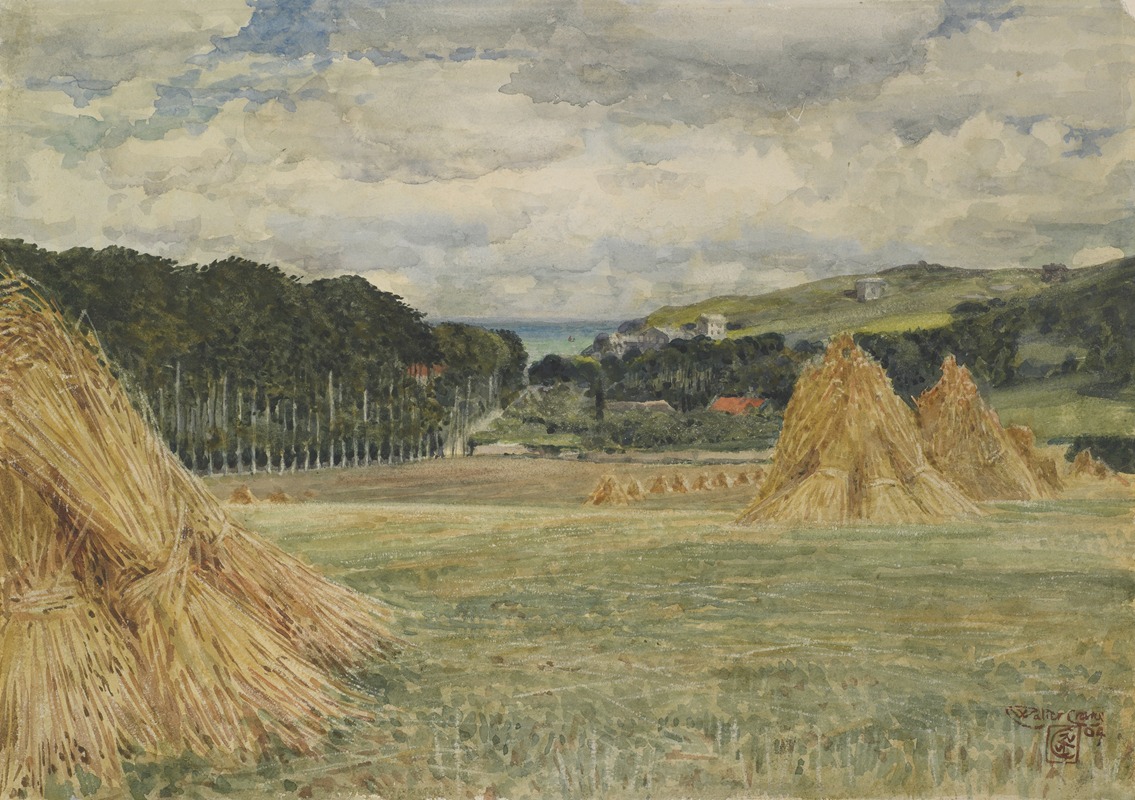 Walter Crane - Harvest field, Normandy