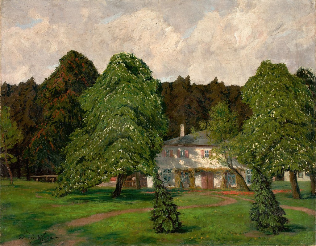 Walter Leistikow - Haus hinter blühenden Kastanienbäumen