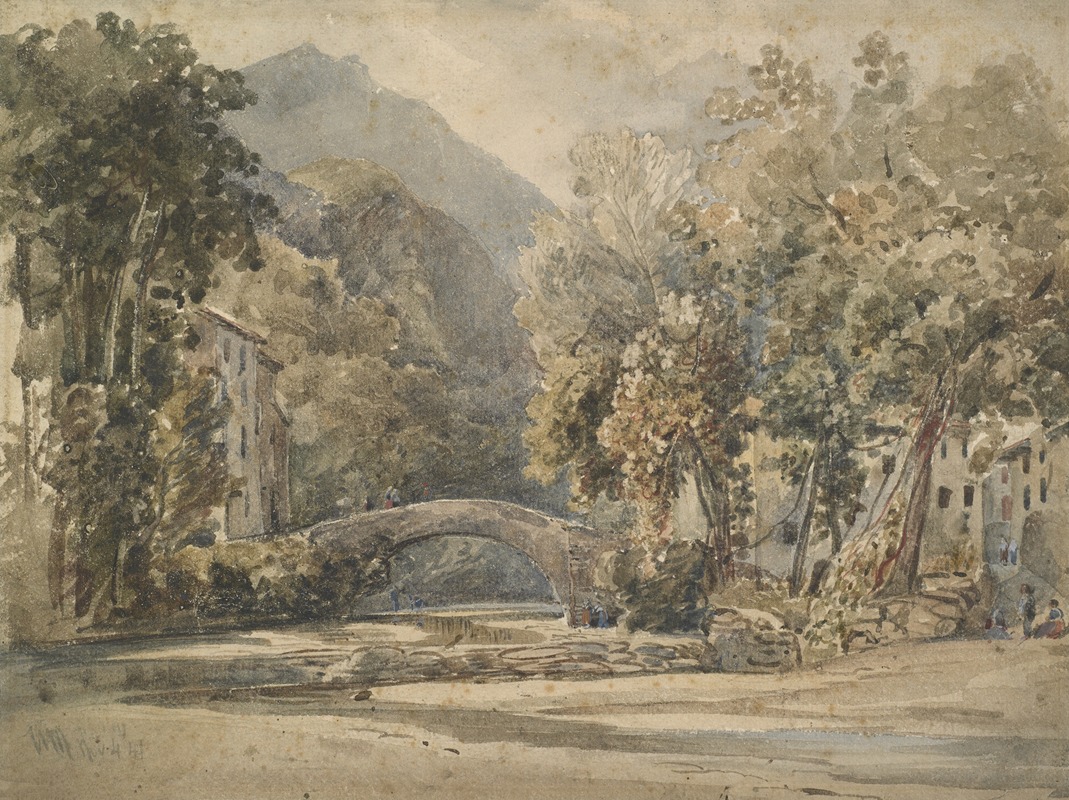 William James Müller - Landscape with bridge