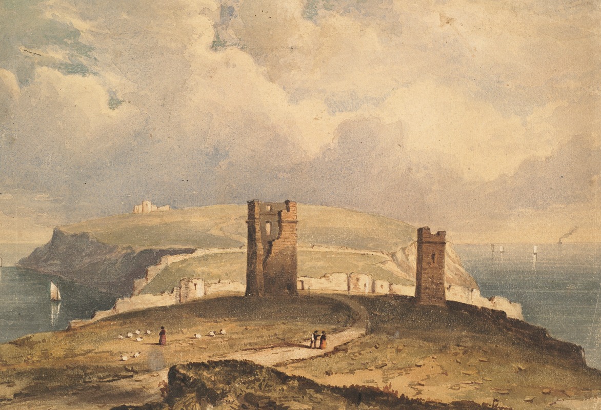 William Wyld - Coastal scene with ruins
