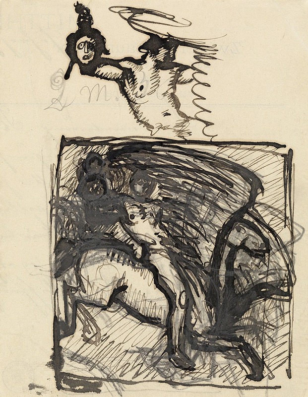 Franz von Stuck - Kompositionsskizze zu einem Reiter