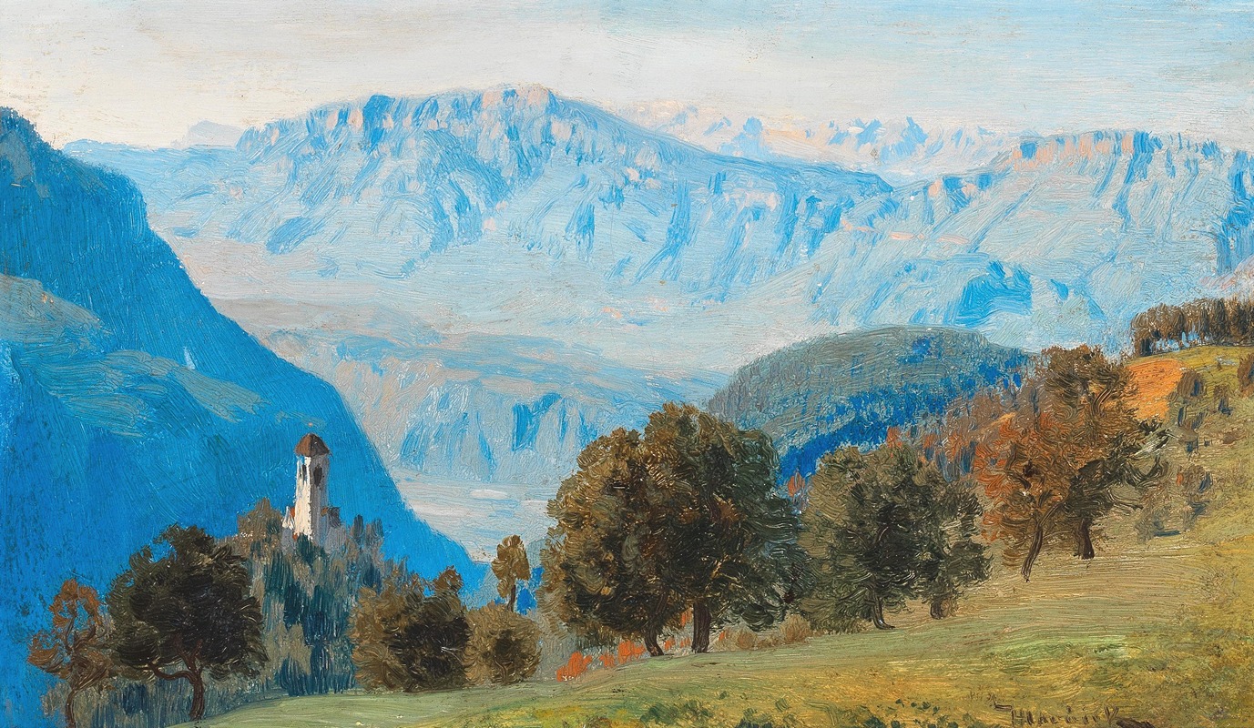 Anton Hlavacek - Blick von Oberbozen auf die Mendel und Brenta