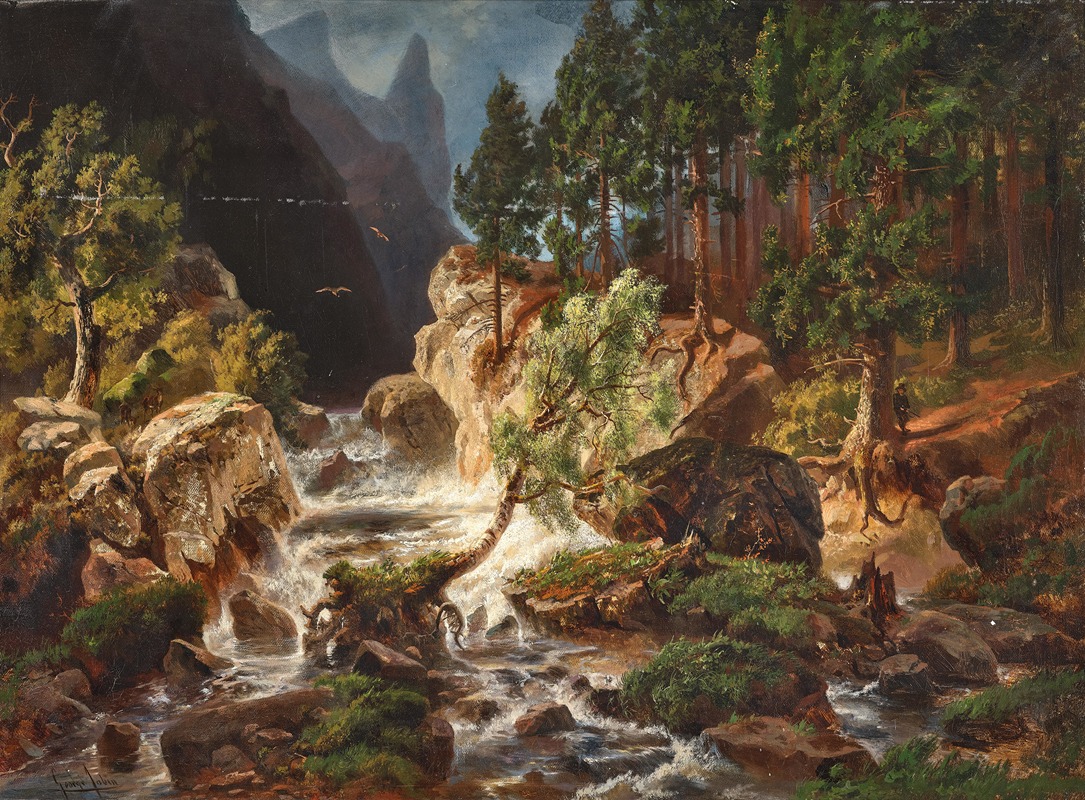 George Jabin - A rushing mountain stream