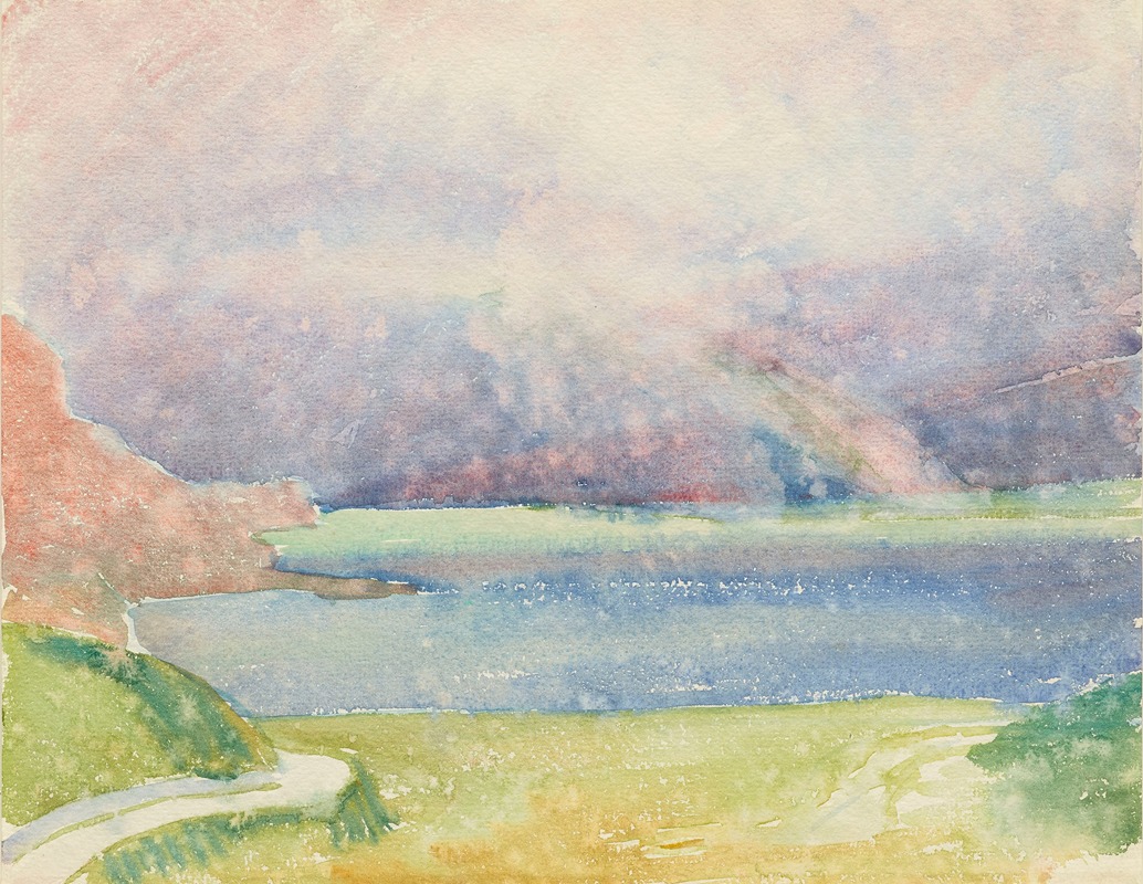 Giovanni Giacometti - Blick von Maloja auf den Silsersee mit Regenbogen