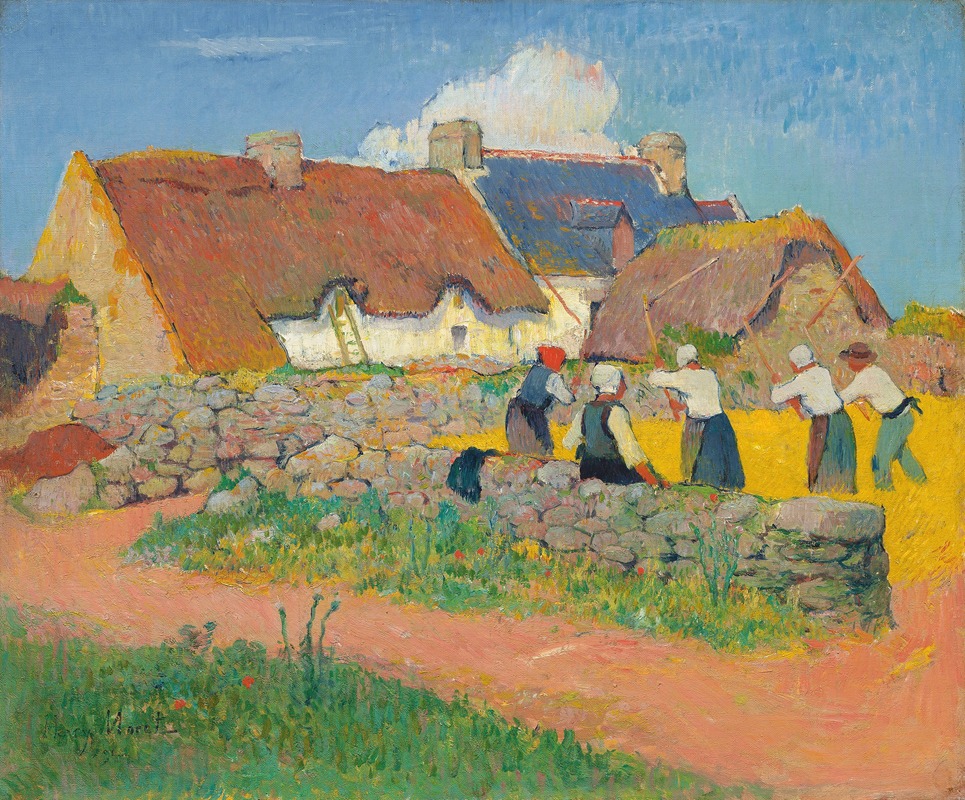 Henry Moret - Le battage du blé au village