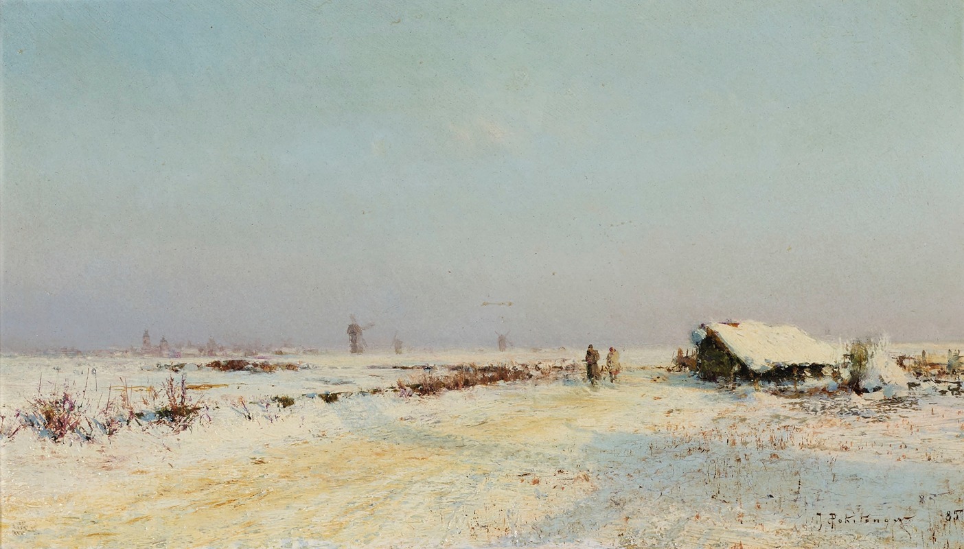 Ivan Pavlovich Pokhitonov - Effet de neige, deux chasseurs dans la neige