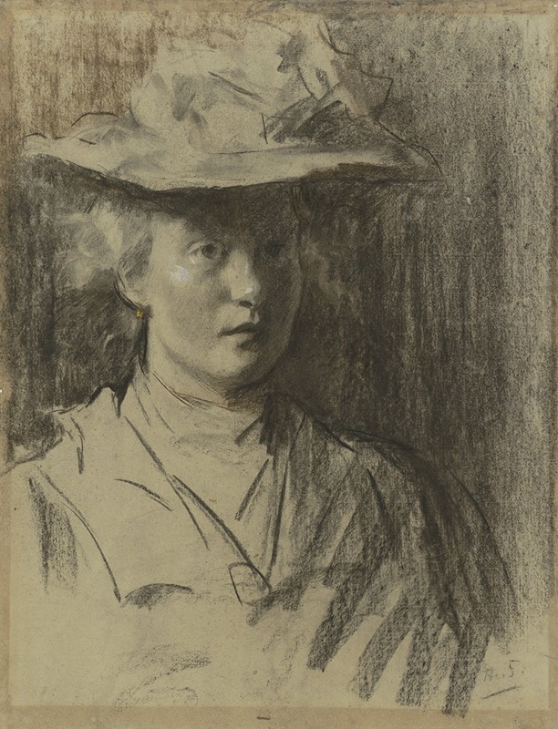 Woman with hat by Thérèse Schwartze - Artvee