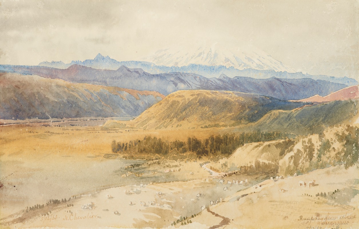 Nicholas Chevalier - Ruapehu from above Wanganui