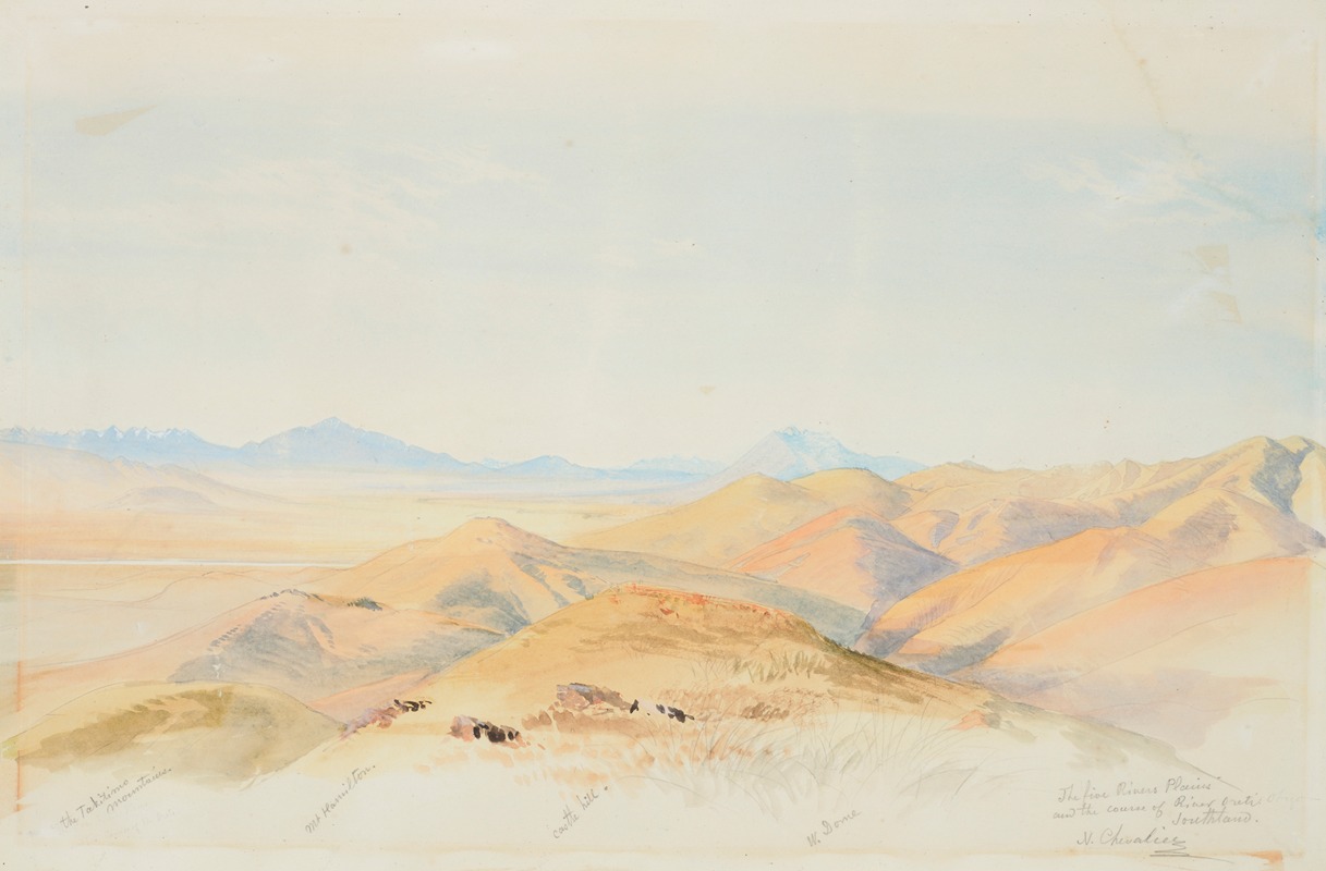 Nicholas Chevalier - The Five Rivers Plains and the course of River Oreti, Southland