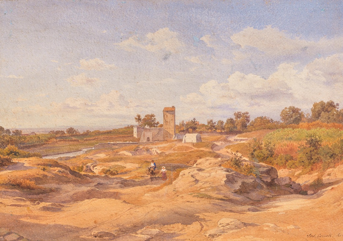 Salomon Corrodi - Vicovaro near Rome, a view of Castello Sacco Muro