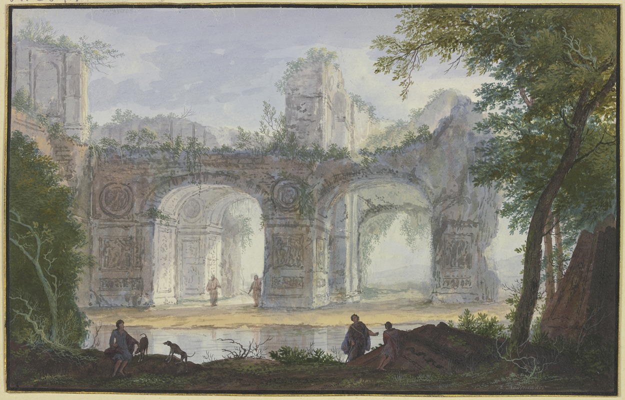Abraham Rademaker - Landscape with Ancient Archway