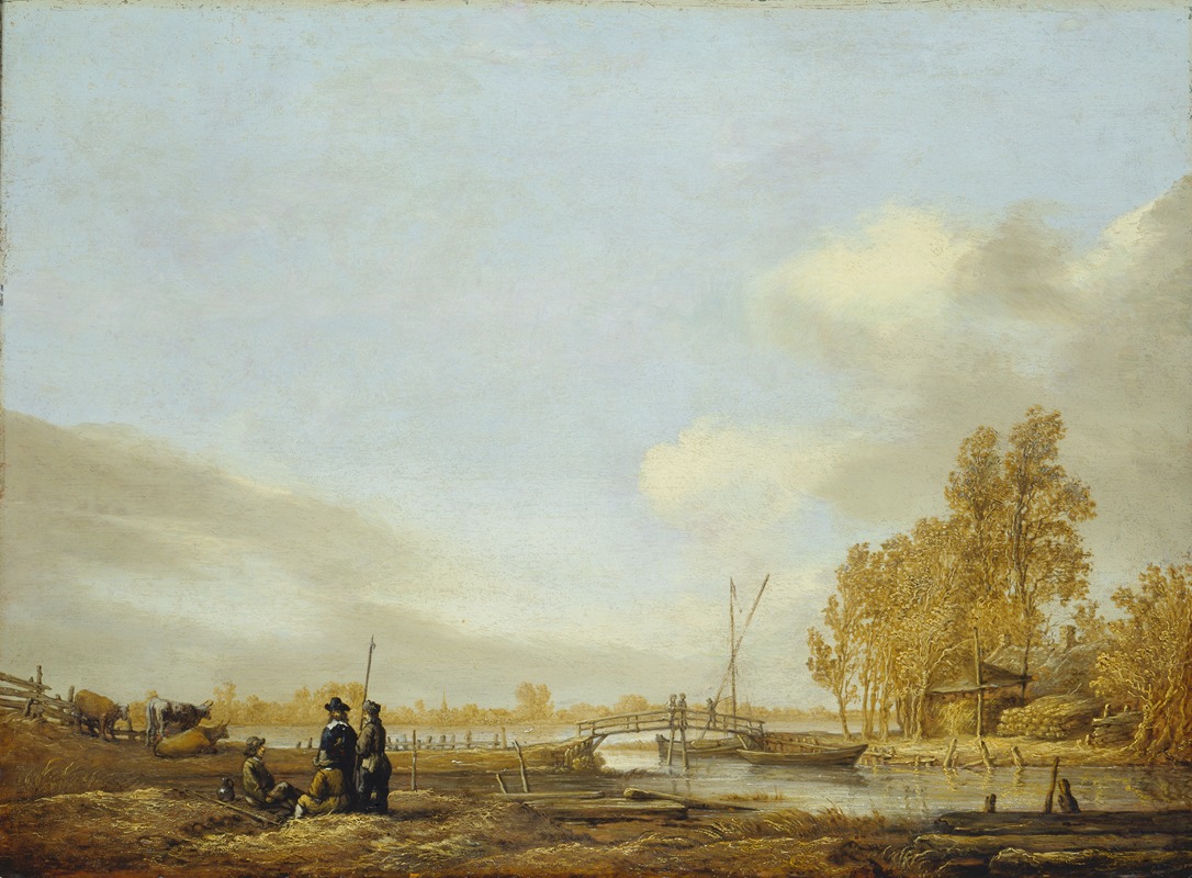 Aelbert Cuyp - River Landscape with Footbridge