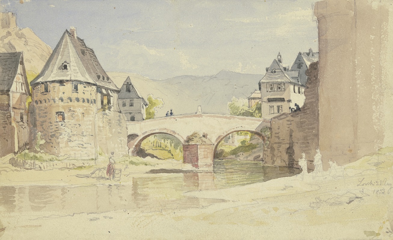 Carl Morgenstern - Die abgegangene Steinerne Brücke von 1556 über die Wisper in Lorch im Rheingau