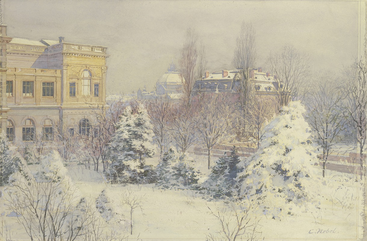 Carl Nebel - Blick von Süden auf das Städelsche Kunstinstitut im Winter