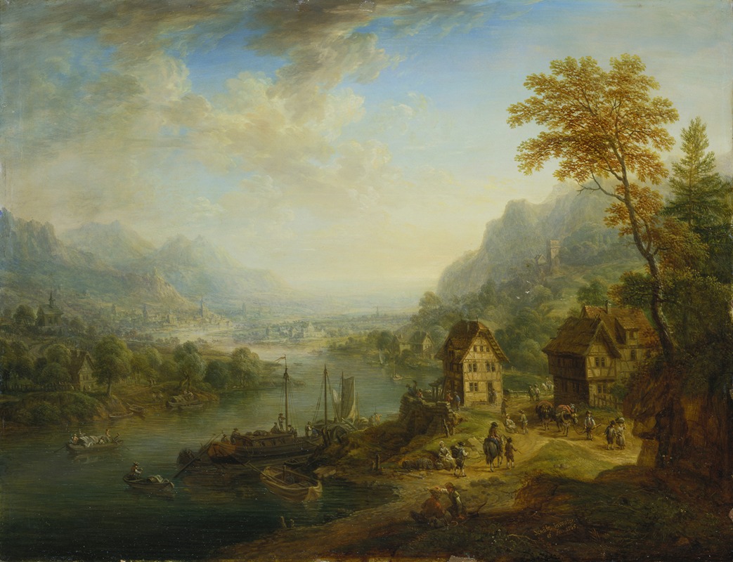 Christian Georg Schütz the elder - Landscape with River.