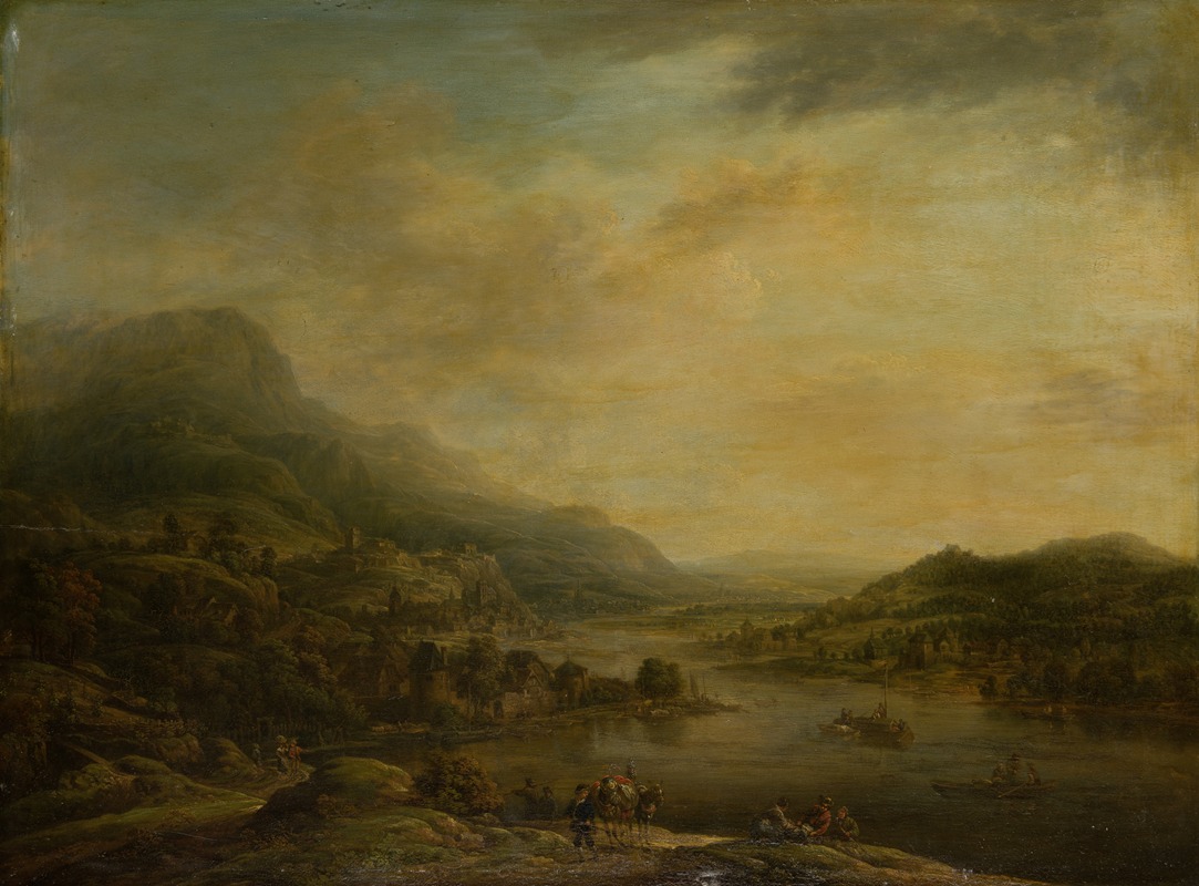 Christian Georg Schütz the elder - River Landscape with Mule Drover