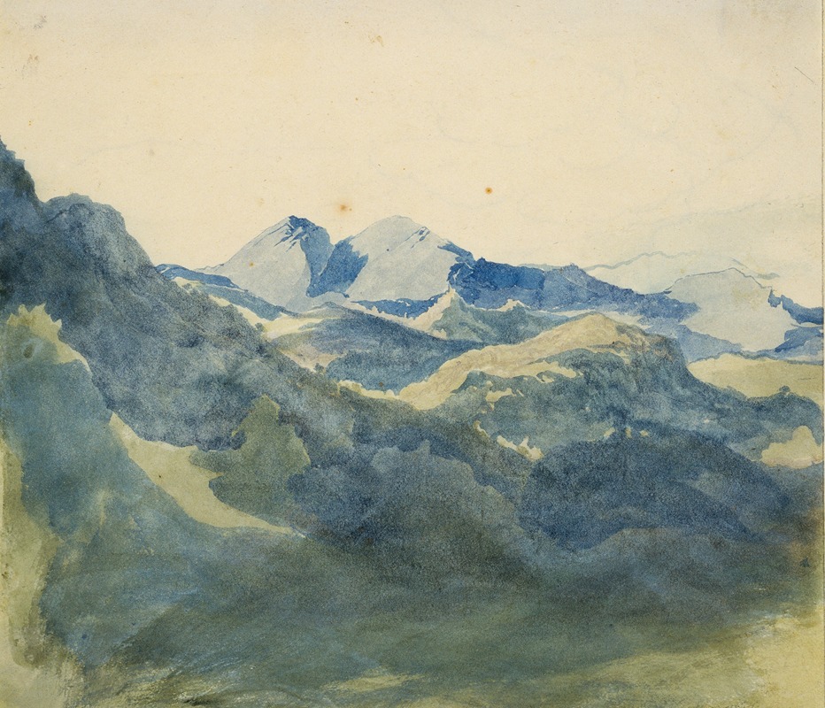 Franz Theobald Horny - Landscape with Blue Mountains