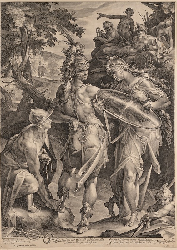 Bartholomaeus Spranger - Perseus, armed, to free Andromeda