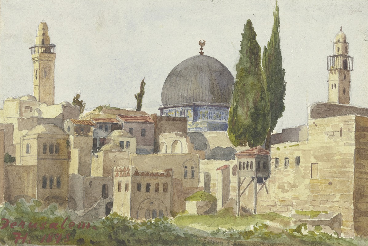 Fritz Hauck - Teilansicht von Jerusalem, Blick auf die Omar-Moschee