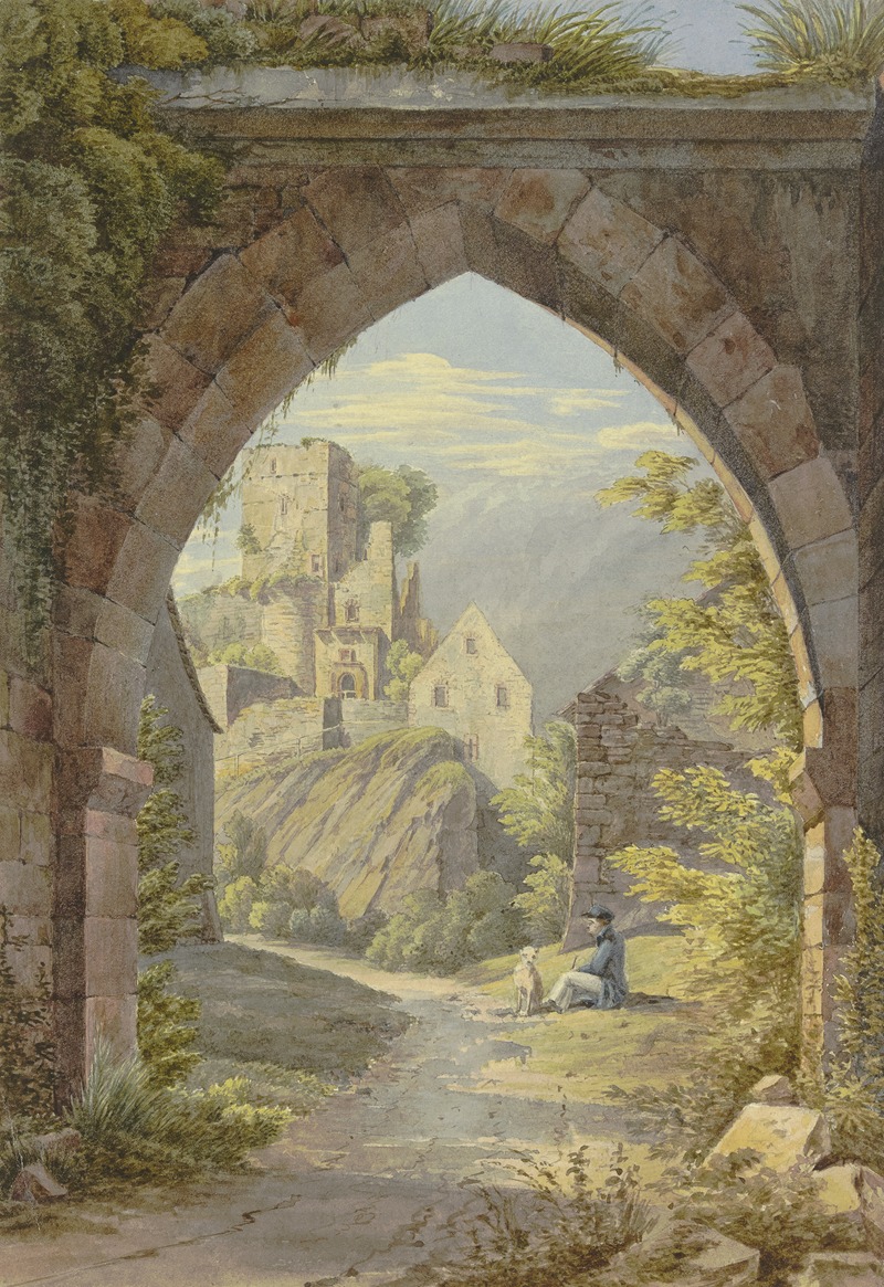 Georg Von Krieg - Gotischer Bogen mit Durchblick auf eine Burg