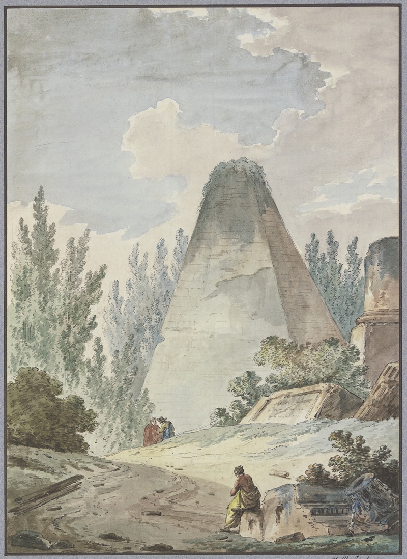 Hubert Robert - Pyramide mit abgebrochener Spitze in antiker Trümmerlandschaft
