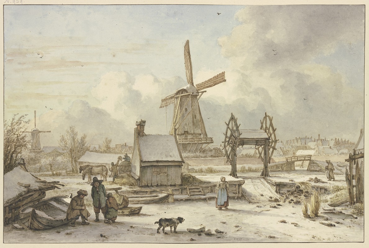 Jan Hulswit - Winterlandschaft mit Schiffhebewerk und Windmühle