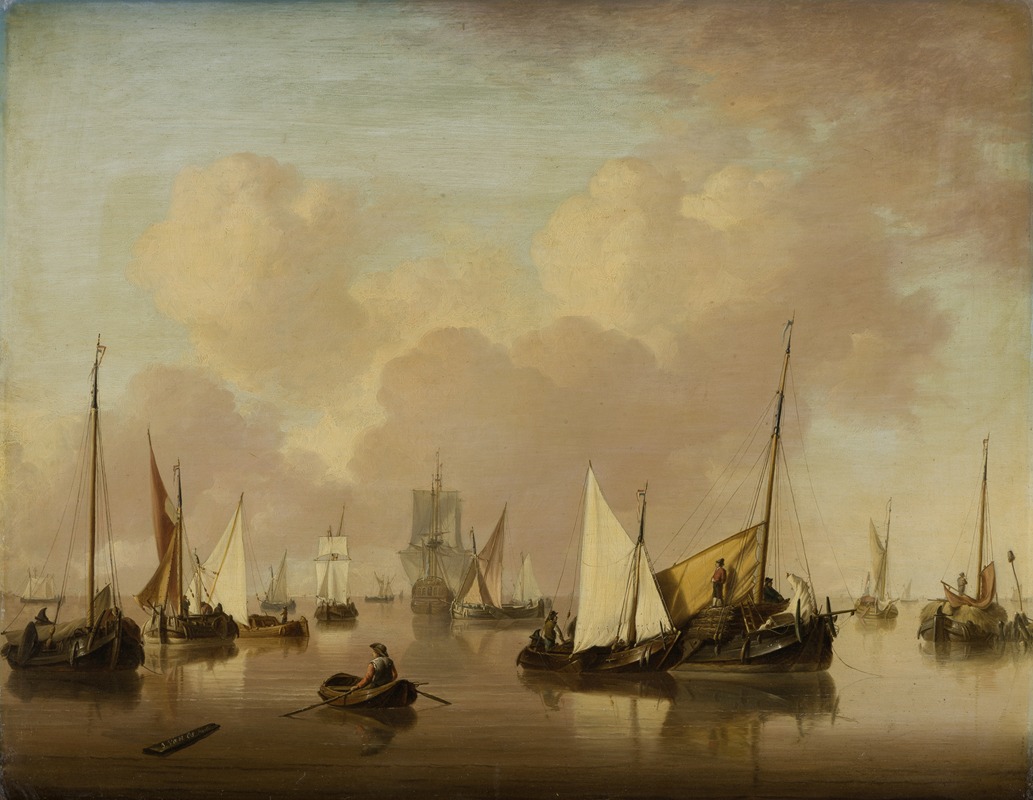 Jan Van Os - Boats and Sailboats on a Quiet Sea