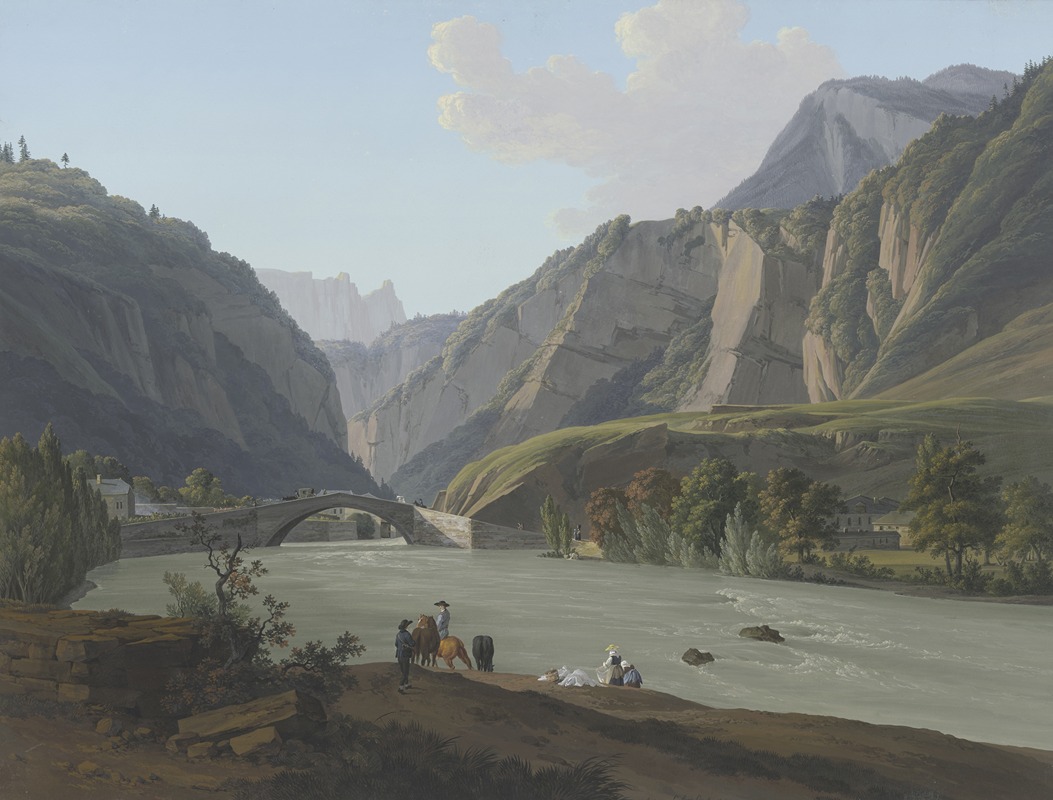 Jean-Antoine Linck - Vue de l’Entrée de Cluse, du Mont Vergi, & de l’Aiguille de Varens