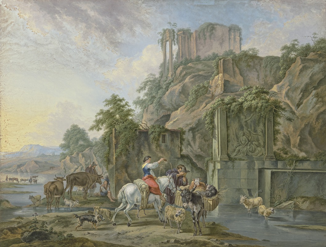 Johann Albrecht Friedrich Rauscher - Hirten an einem römischen Brunnen